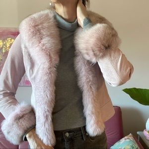Sheri Bodell Pink Suede and Fur Jacket